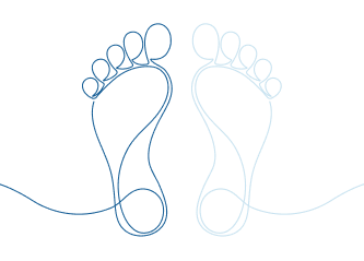 Illustration minimaliste de deux empreintes de pieds.